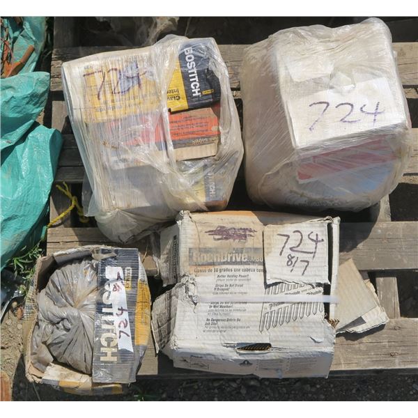 4 Boxes Assorted Nails, Staples, Nail Gun Nails