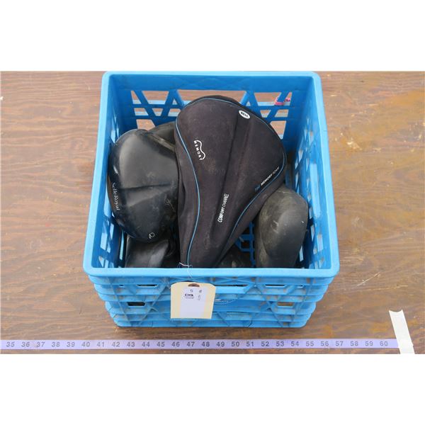 Crate of Bicycle Seats, Tubes/ Misc.