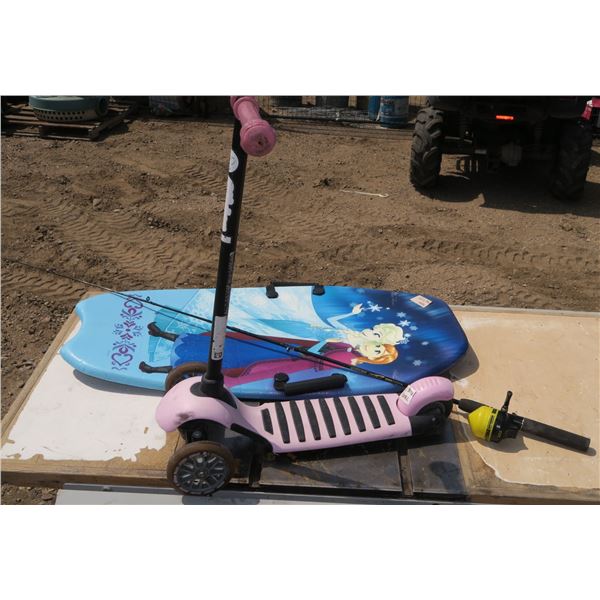 Kids Scooter, Kids Frozen Themed Sled, Fishing Rod& Reel