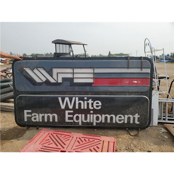 White Farm Equipment Hanging Sign -Double Sided 100"×51" (8' x 4 1/4')