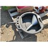 Image 1 : large plastic oil change tub & metal funnel