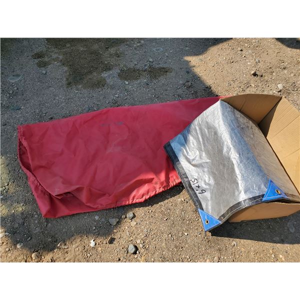red grain hopper tarp & 6x15 ft inland silver/black tarp