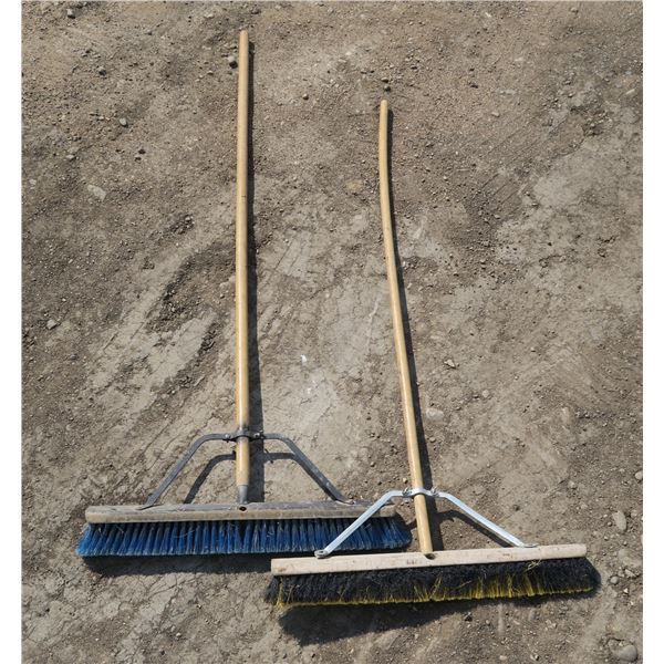 Lot of 2 Push Brooms