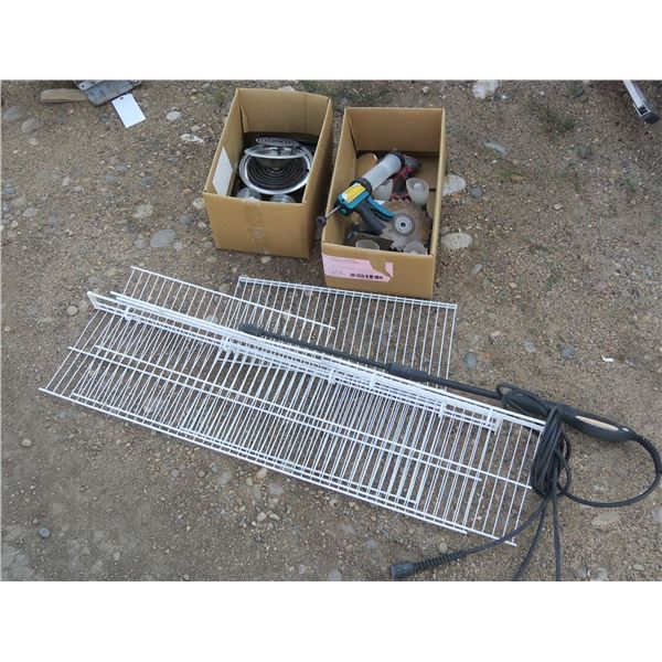 Lot of Misc.: Rack, Fixture, Caulking Gun, Pressure Washer Hose