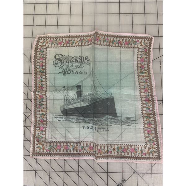 ORIGINAL SOUVENIR HANDKERCHIEF FROM THE T.S.S LETITIA
