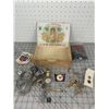 Image 1 : CIGAR BOX SMALLS LOT WATCHES CUFFLINKS COCKSHUTT STICKER