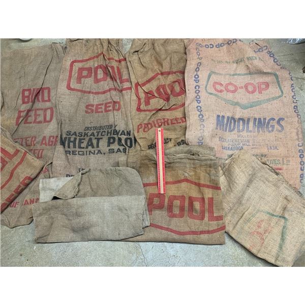 LOT OF VINTAGE BURLAP SACKS
