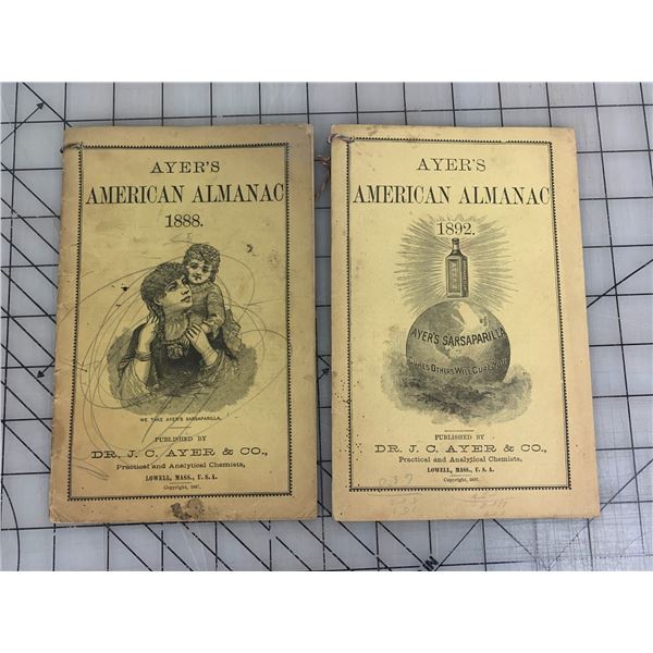 ANTIQUE 1888 AND 1892 AYERS AMERICAN ALMANACS