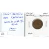 Image 1 : Great Britain. 1944 Farthing. Issued during World War II. Unc. Red & Brown. Nice.