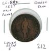 Image 1 : Lower Canada Quebec Bank 1837 Half Penny pre-Confederation Habitant Token. The right serif of V is l