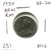 Image 1 : 1934 Near Rim Nickel 5 Cents. S is Near Rim. VF-20. Nice.