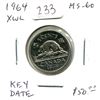 Image 1 : 1964 Extra Water Lines Nickel 5 Cents. Key Date. Scarce. MS-60. Lustrous. Nice.