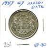 Image 1 : 1947 Curved Right 7 Narrow Date Silver 50 Cents. VF-20.