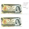 Image 1 : Lot of 2 Consecutive Serial Number 1973 $1 notes. Lawson-Bouey signatures. ALC Prefix. BC-46a-i. Unc