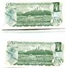 Image 2 : Lot of 2 Consecutive Serial Number 1973 $1 notes. Lawson-Bouey signatures. ALC Prefix. BC-46a-i. Unc