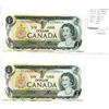 Image 1 : Lot of 2 Consecutive Serial Number 1973 $1 notes. Crow-Bouey signatures. ECJ Prefix. BC-46b. Unc.