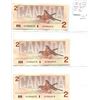 Image 1 : Lot of 3 Consecutive Serial Number 1986 $2 notes. Bonin-Thiessen signatures. EGT Prefix. BC-55c-i. U