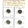 Image 1 : Lot of 4 Newfoundland Silver 5 cents, all issued during World War II. 1940c, 1941c, 1943c & 1945c. A
