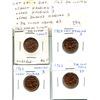 Image 1 : Lot of 4 different 1963 Die Clash Variety Canadian Cents: Short Hanging 3, Long Hanging 3, Long Doub