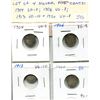 Image 1 : Lot of 4 Canadian Silver 5 Cents: Edwardians include 1904 & 1906; George V include 1913 and 1920. Al