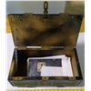 Image 1 : War era wood box, under the paint appears to read "Not to be opened until contents are required for 