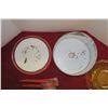 Image 2 : Vintage Cake Tin, Colored Glass Plate, Potato Ricer