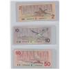 Image 2 : 1986 2 Dollar & 1989 10 Dollar & 1988 50 Dollar Canadian  Bills