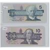 Image 1 : 1985 5 Dollar & 1989 10 Dollar Canadian Bills