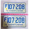 Image 1 : Pair of 1976 SK Licence Plates