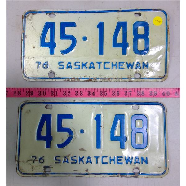 Pair of 1976 SK Licence Plates