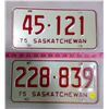 Image 1 : 2 - 1975 SK Licence Plates