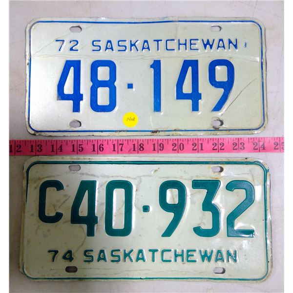 1972 & 1974  SK Licence Plates