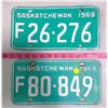 Image 1 : 2 - 1969 SK Licence Plates