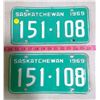 Image 1 : Pair of 1969 SK Licence Plates