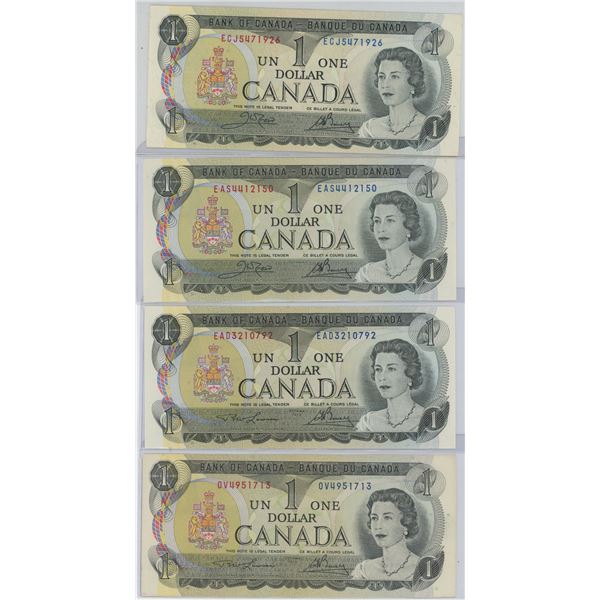 4× 1973 $1 Bills (OV4951713, EAD32107892, EA5441250, ECJ5471926)