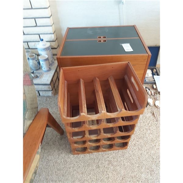 Teak liquor cabinet, wine rack C