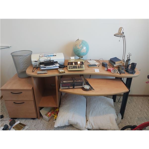 Desk, filing cabinet, office supplies B