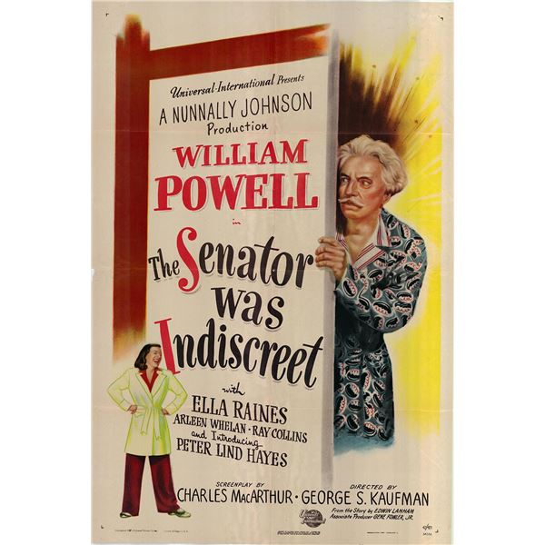 The Senator Was Indiscreet original 1947 vintage one sheet movie poster