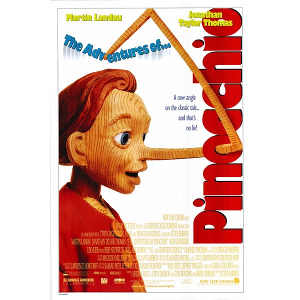 The Adventures of Pinocchio original 1996 vintage one sheet movie poster