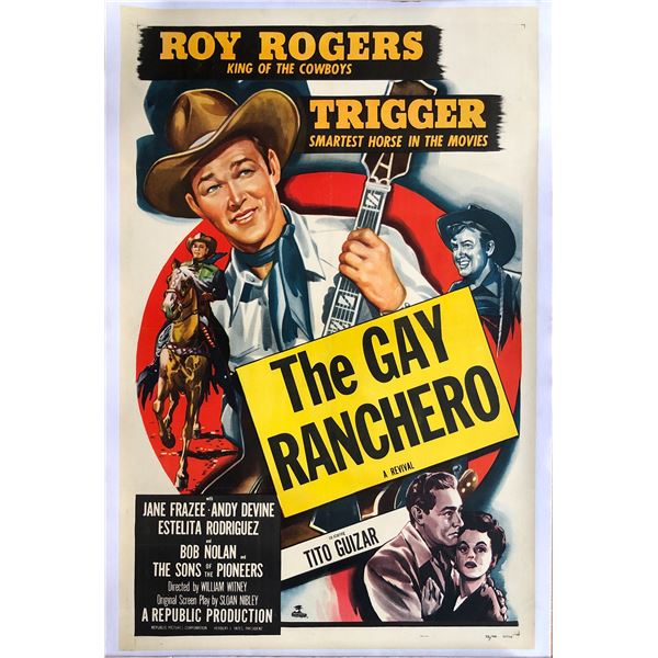 Gay Ranchero 1948 original vintage linen backed one sheet movie poster