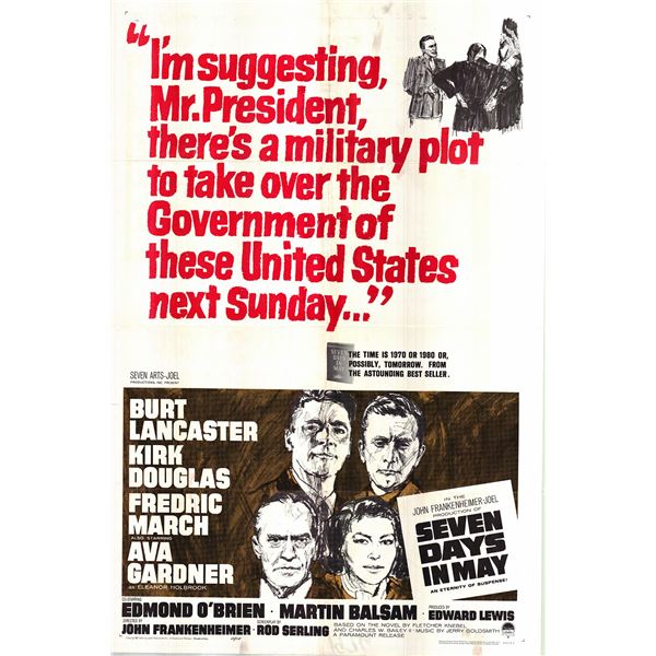 Seven Days in May original 1964 vintage one sheet movie poster