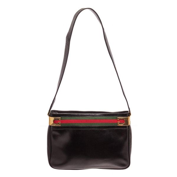 Gucci Black Leather Vintage Shoulder Bag