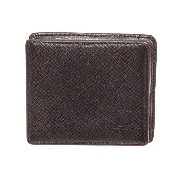 Louis Vuitton Black Taiga Leather Boite Coin Case Wallet