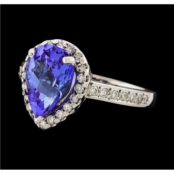 3.07 ctw Tanzanite and Diamond Ring - 14KT White Gold