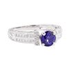 Image 1 : 1.36 ctw Sapphire and Diamond Ring - 14KT White Gold
