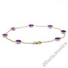 Image 3 : 14kt Yellow Gold 5.25 ctw Bezel Set Amethyst by the Yard Cable Link Chain Bracel