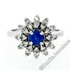 Image 1 : Vintage 14kt White Gold 0.90 ctw Round Sapphire and Diamond Flower Cluster Ring