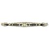Image 1 : Antique Art Deco 14K White Gold Diamond & Black Enamel Etched Filigree Bar Pin
