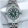 Image 2 : Rolex Ladies Stainless Steel Green Emerald & Diamond Datejust Wristwatch 26MM Wi