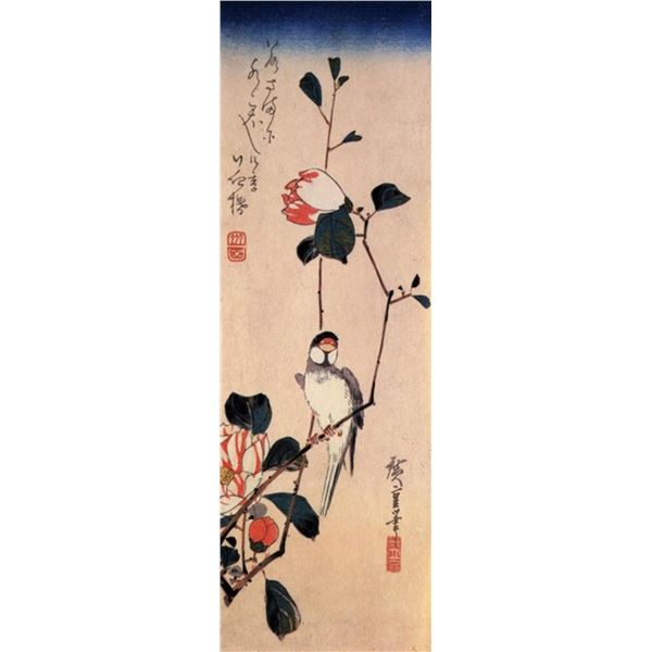 Hiroshige Java Sparrow and Magnolia Branch